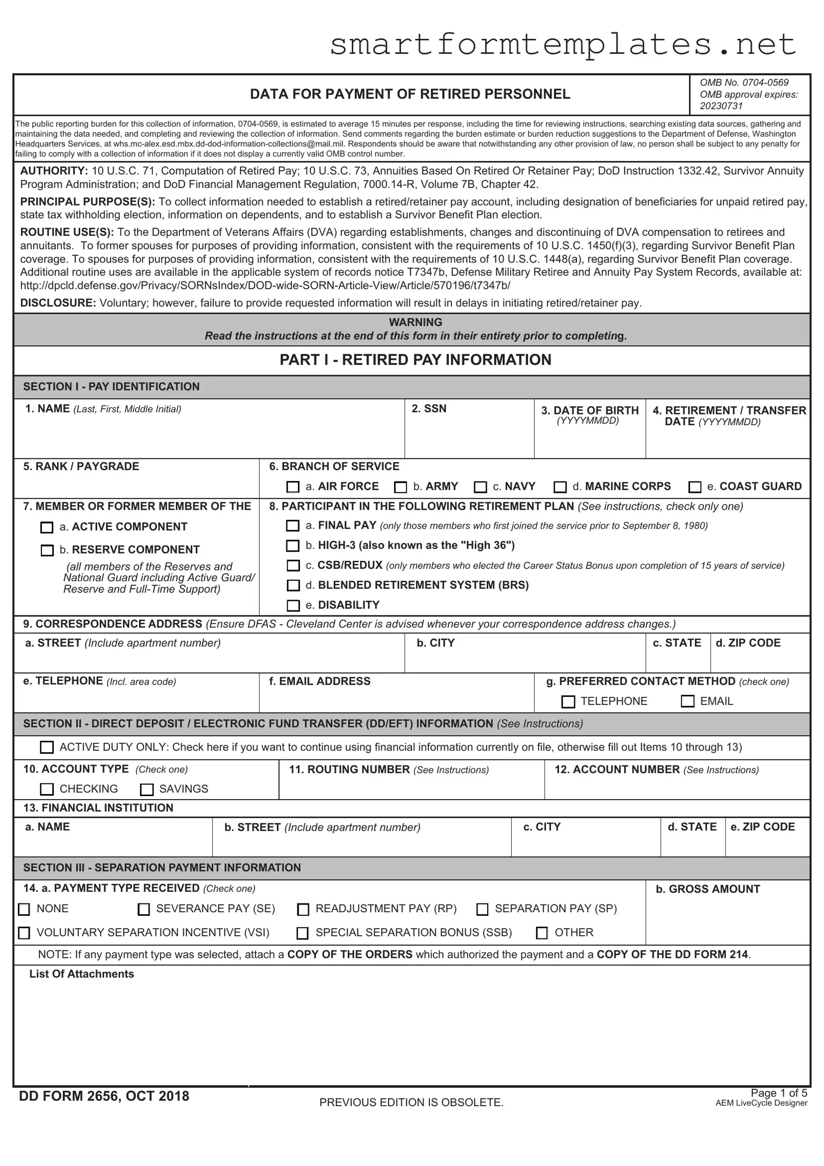 Free DD 2656 PDF Form