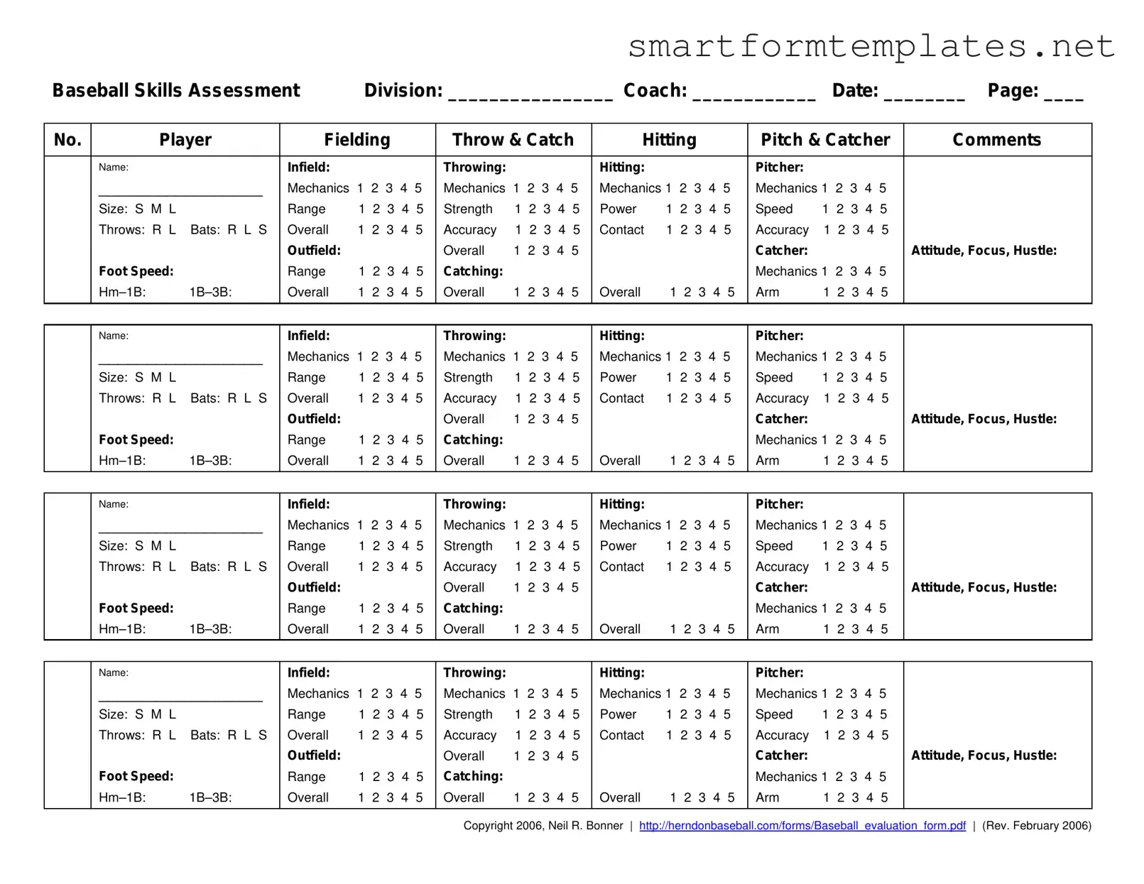 Free Baseball Assessment PDF Form