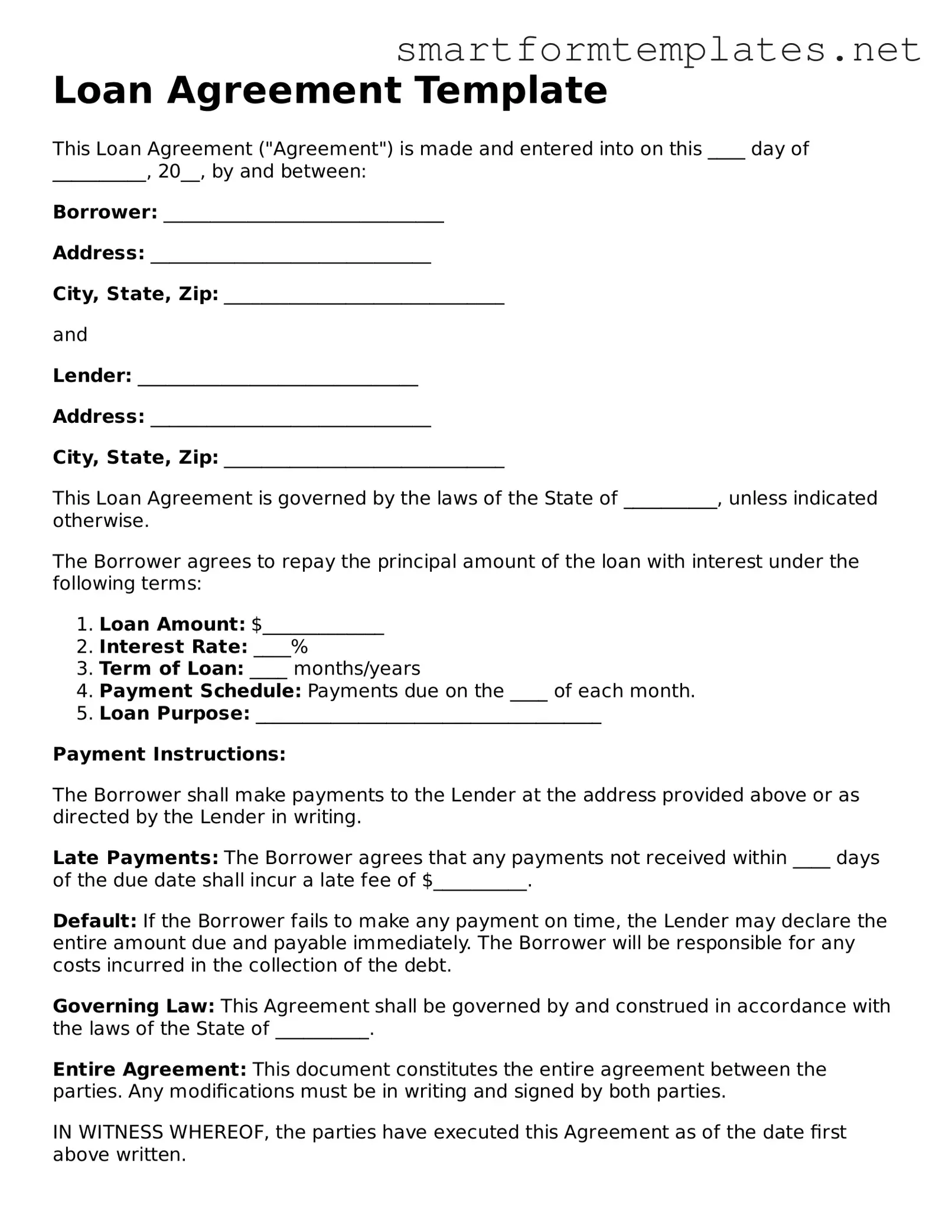 Loan Agreement Template