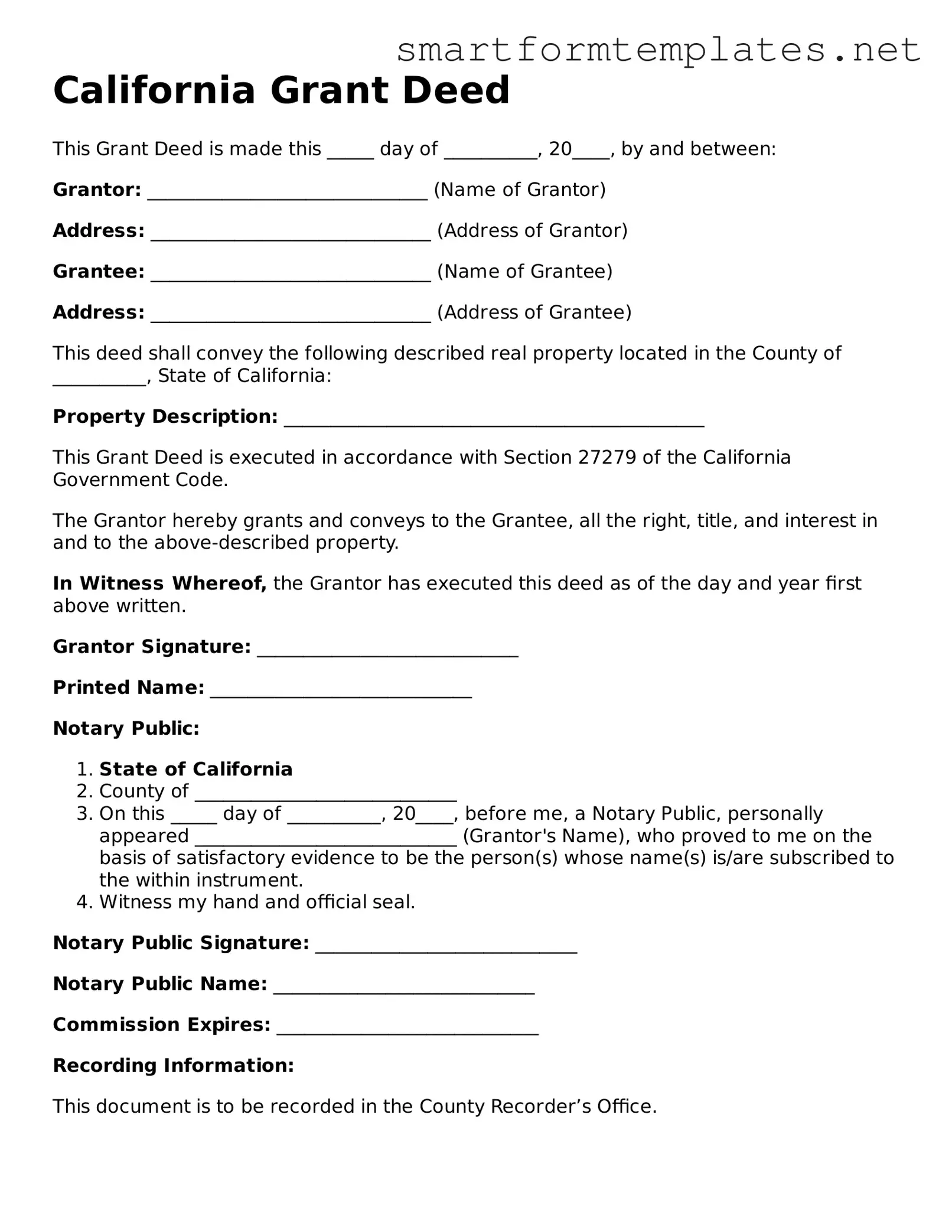 Official California Deed Form