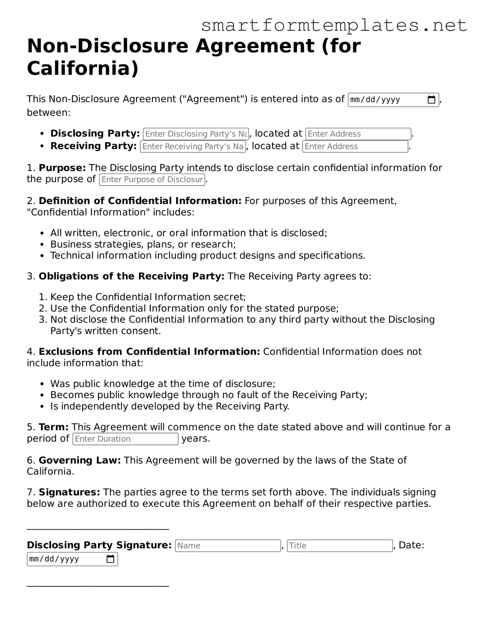 Non-disclosure Agreement Template
