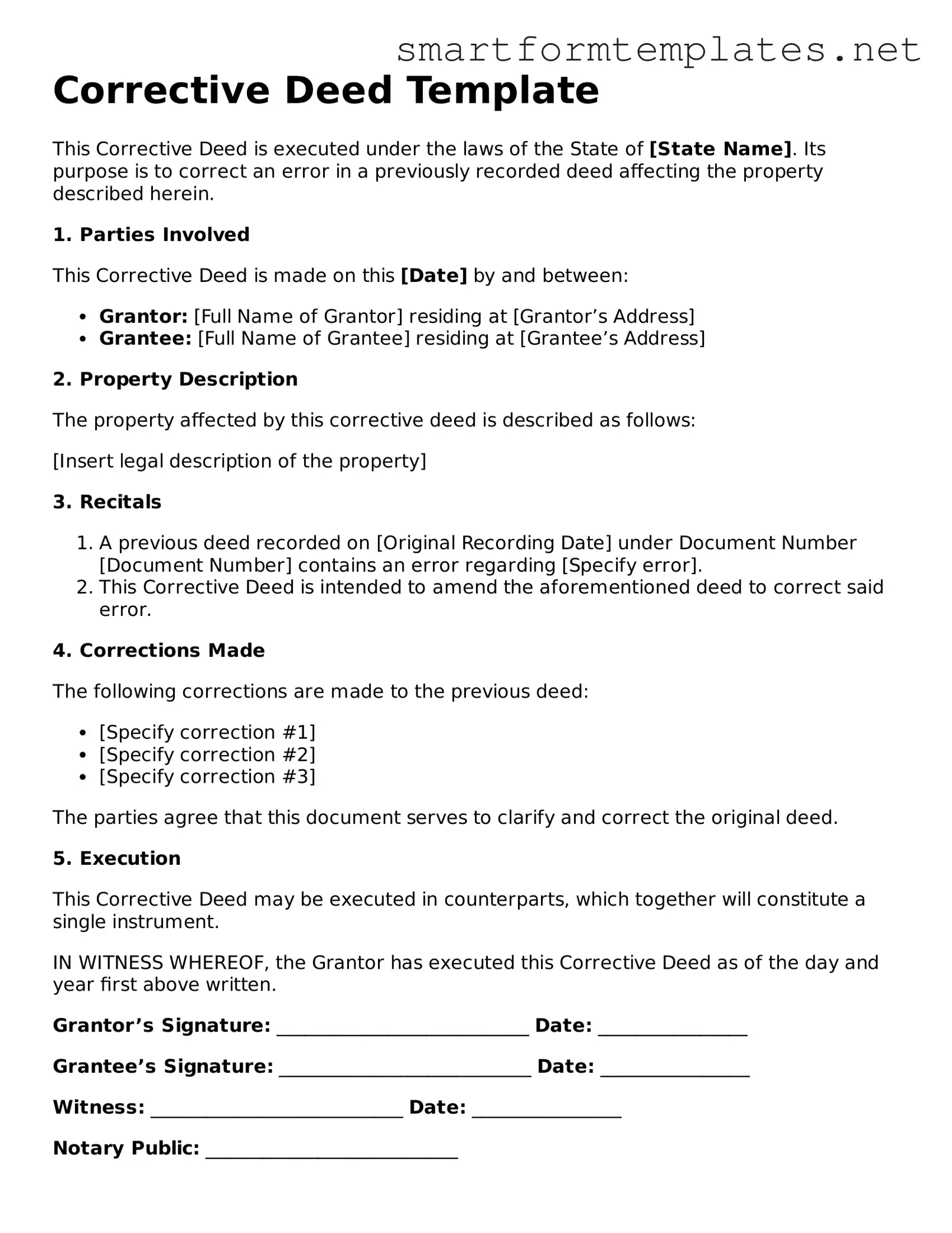 Corrective Deed Template
