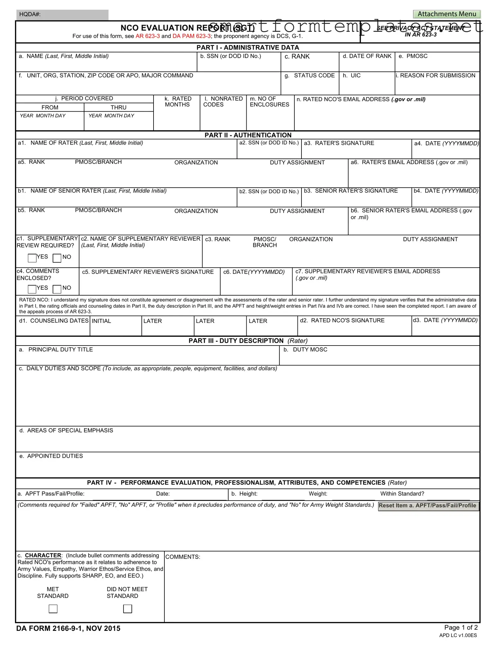 Free Da 2166 9 1 PDF Form