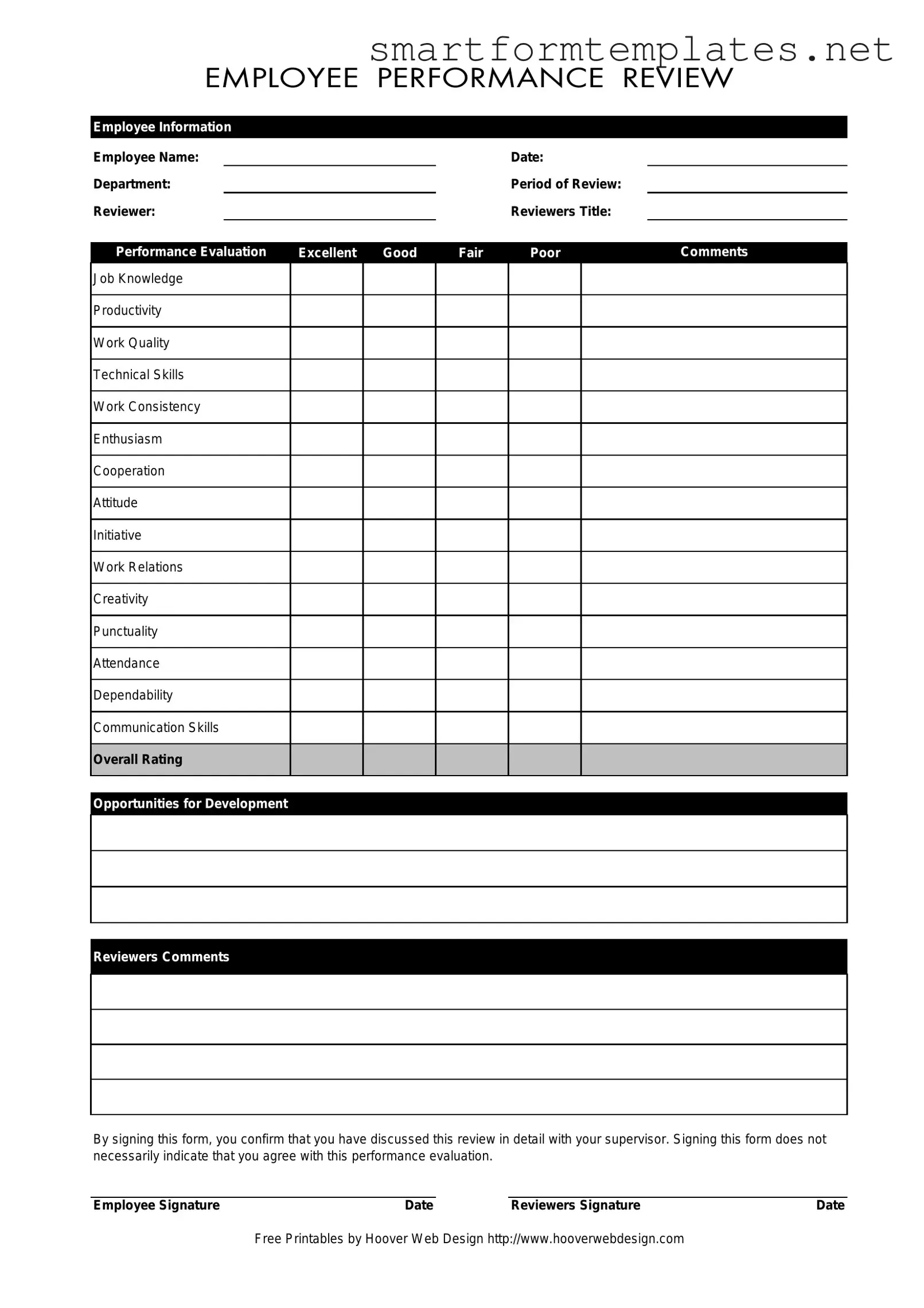 Free Employee PDF Form