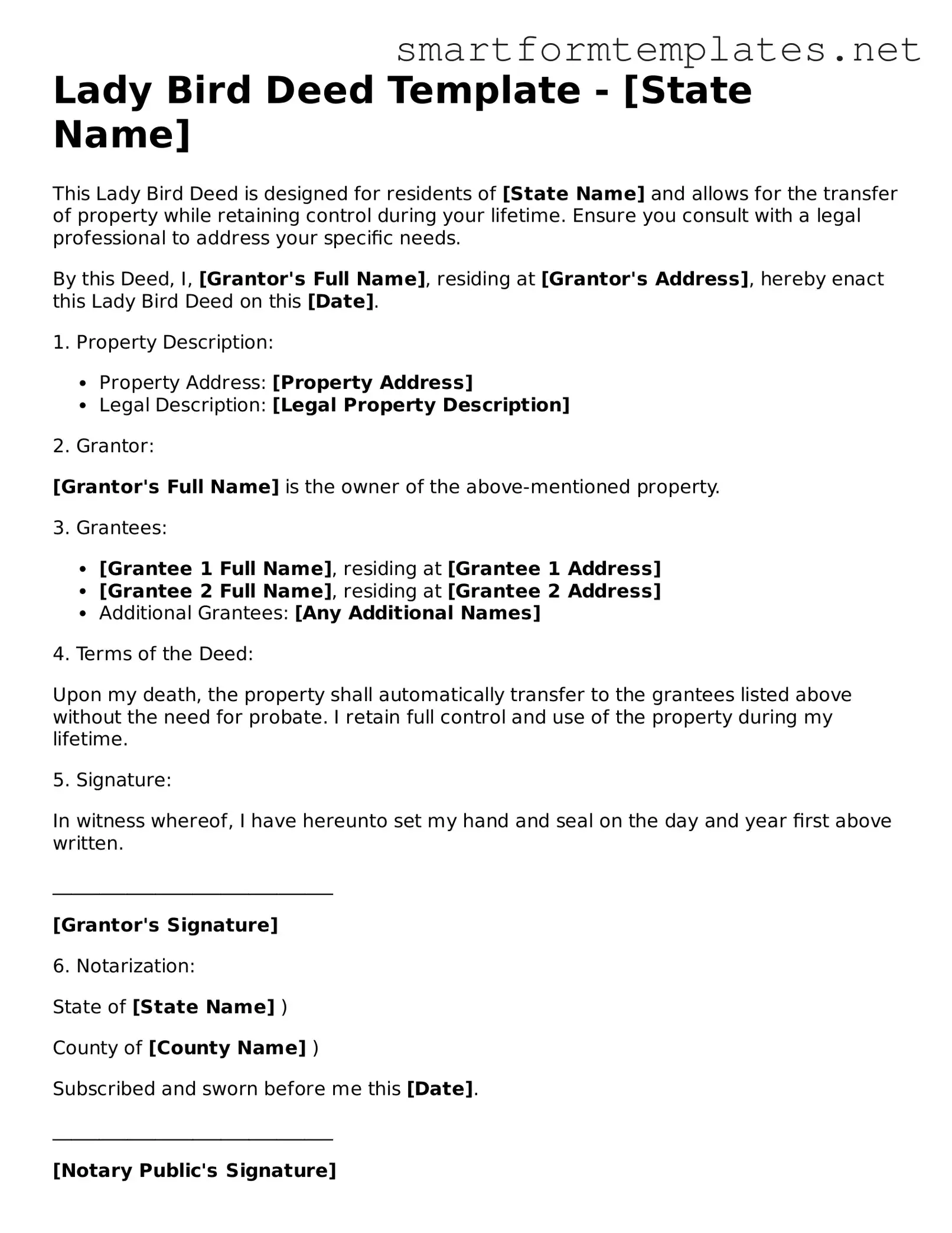 Lady Bird Deed Template