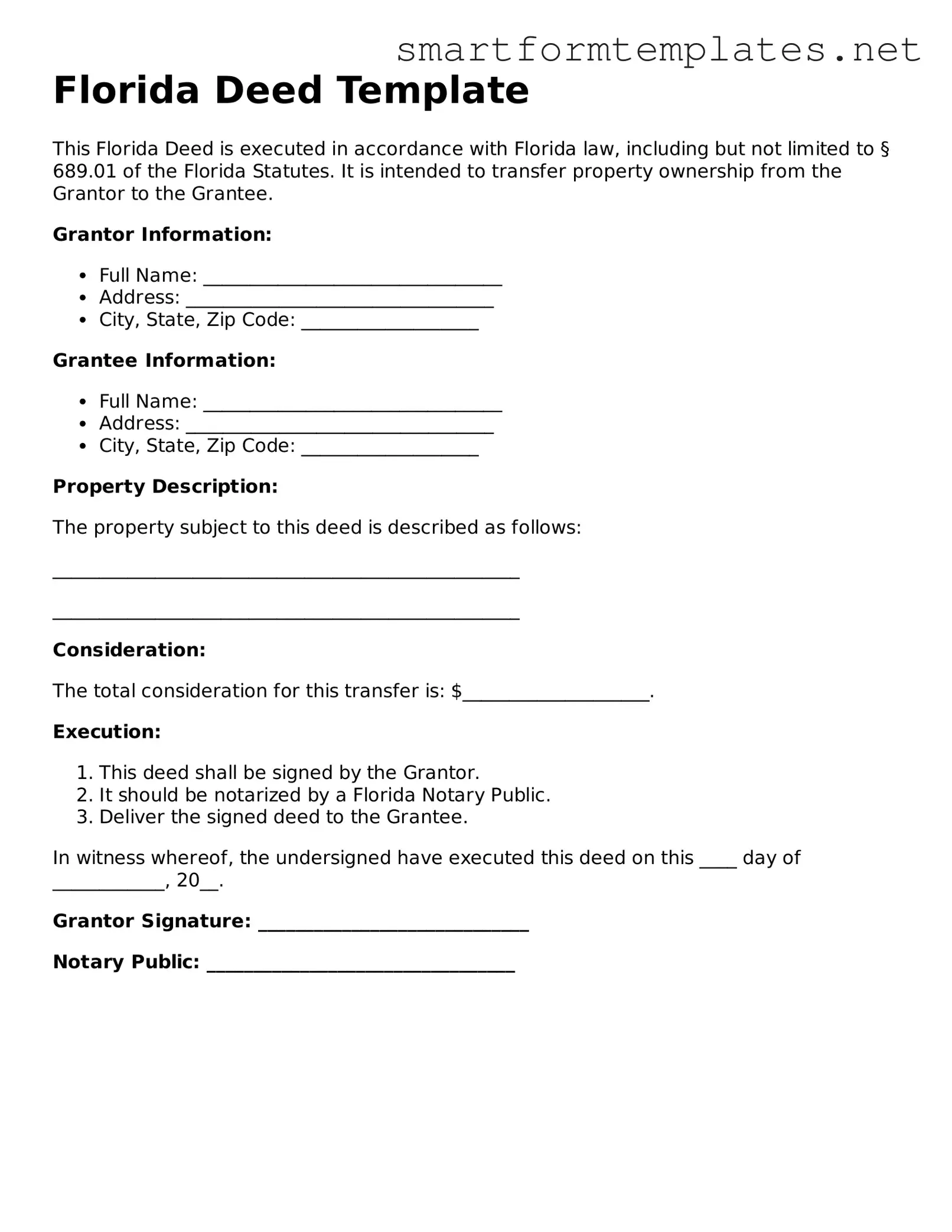 Official Florida Deed Form