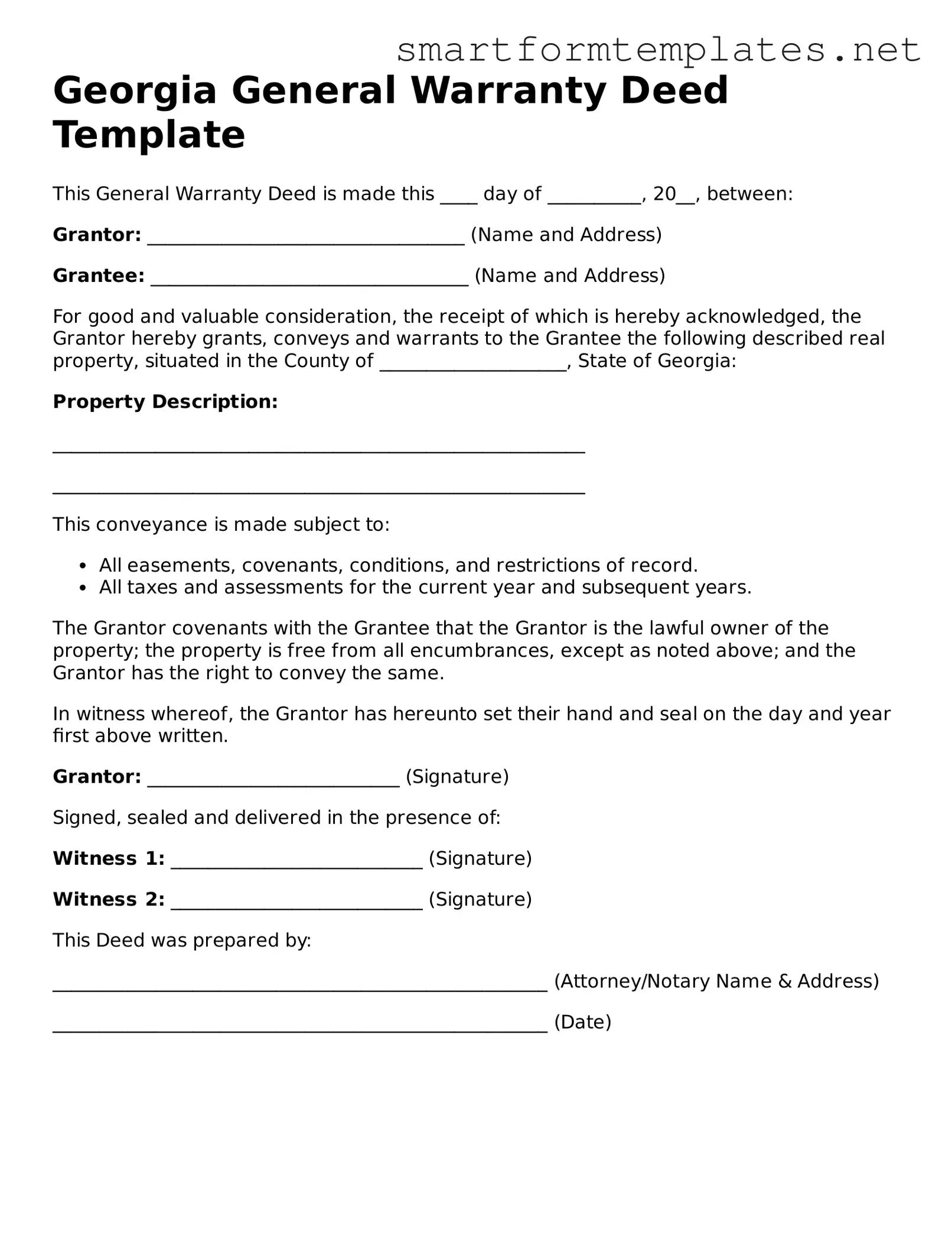 Official Georgia Deed Form