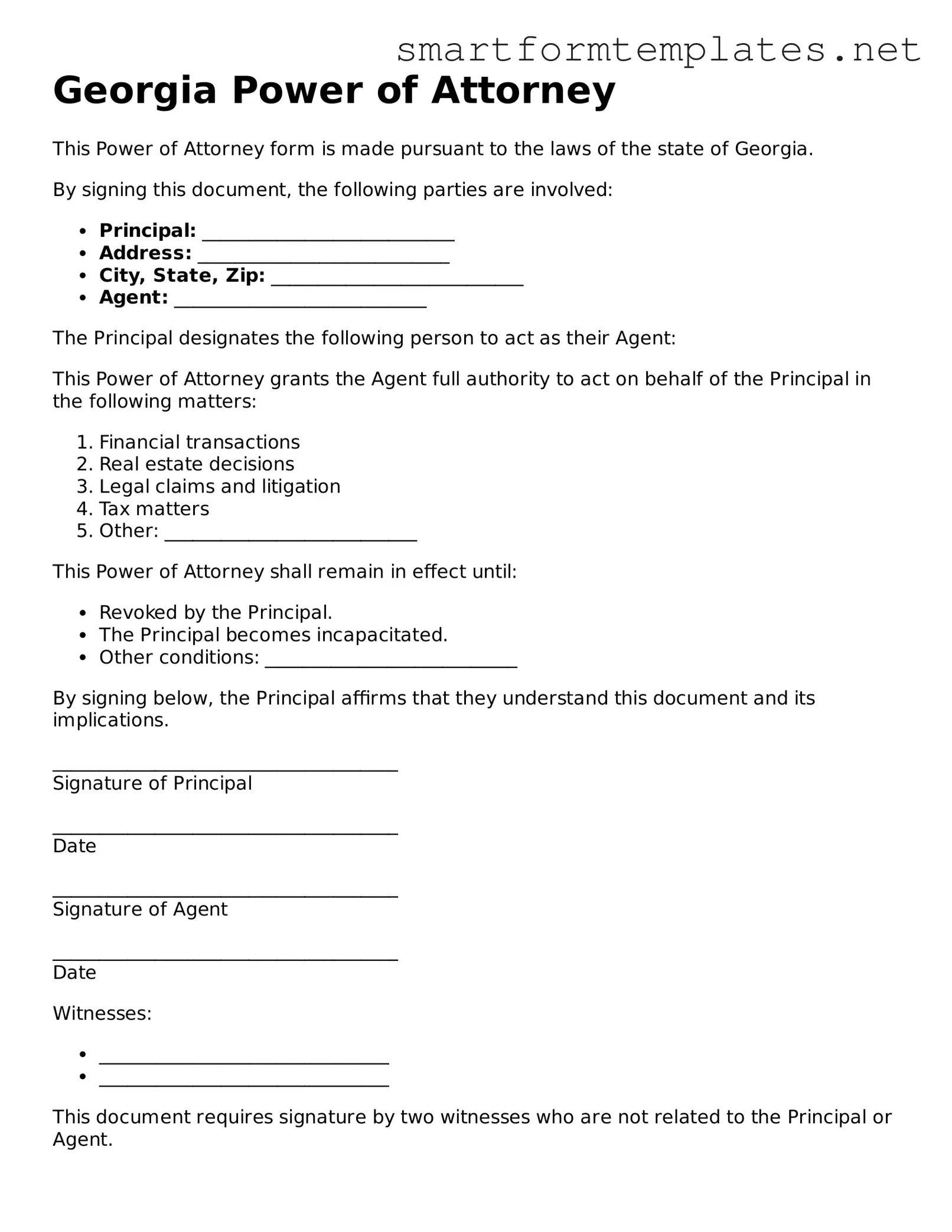 Official Georgia Power of Attorney Form
