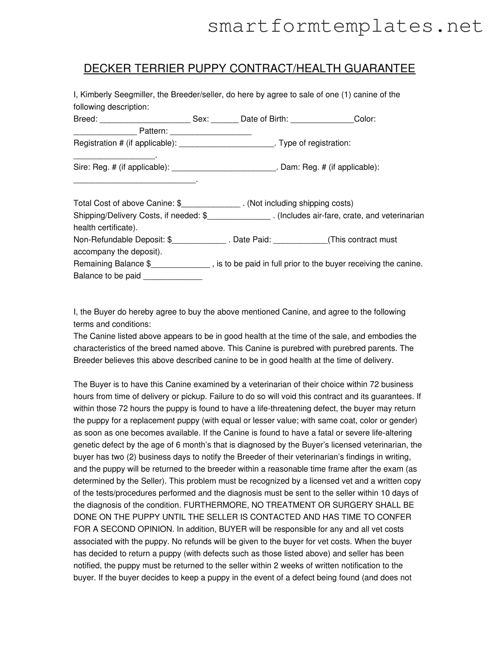 Free Health Guarantee PDF Form