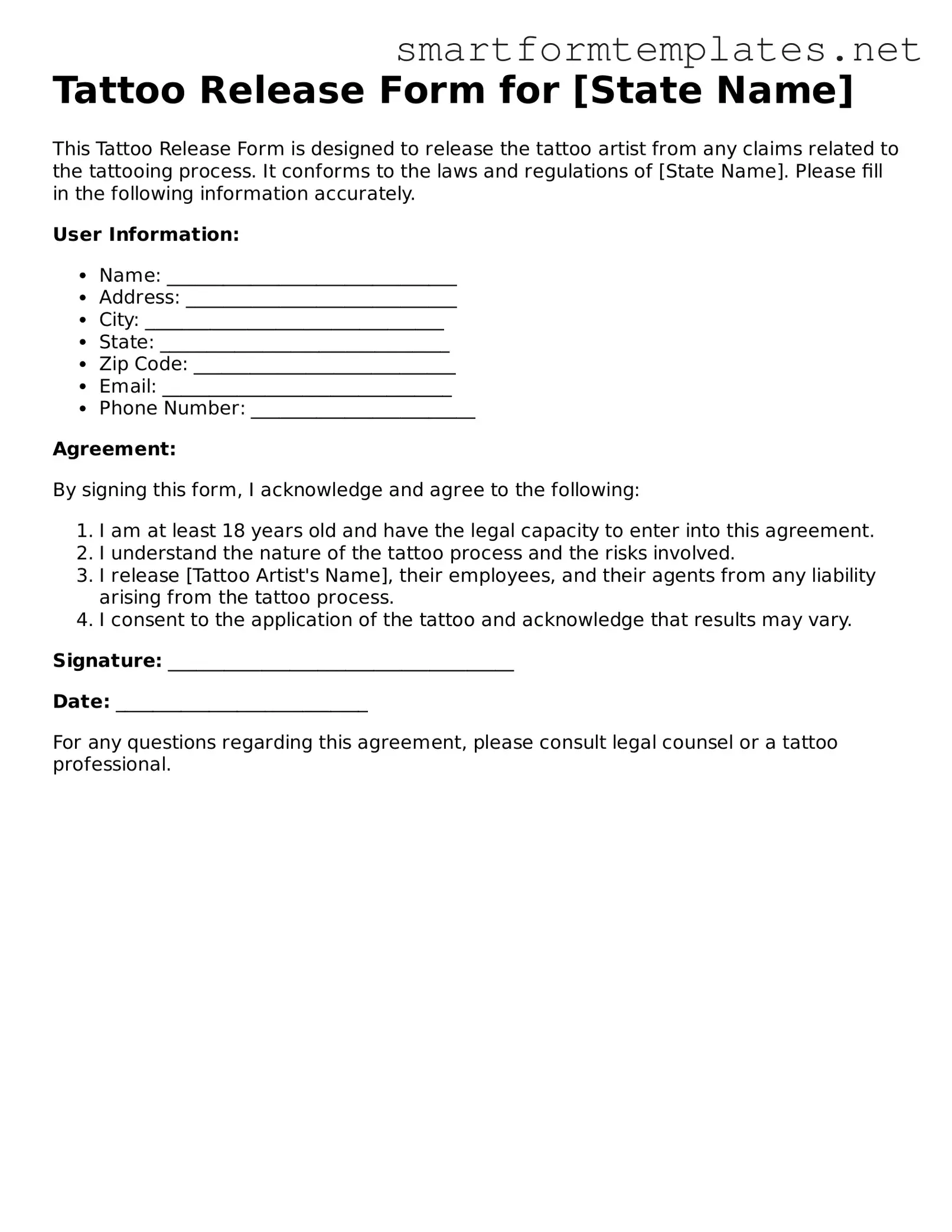 Tattoo Release Template