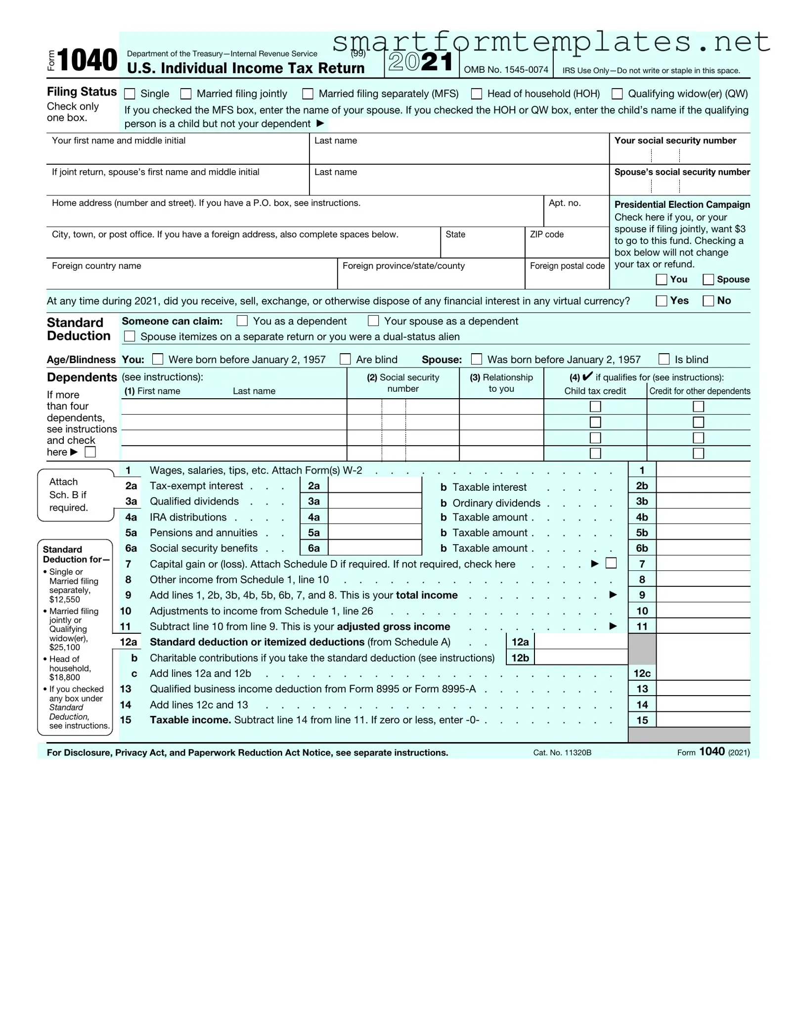 Free IRS 1040 PDF Form