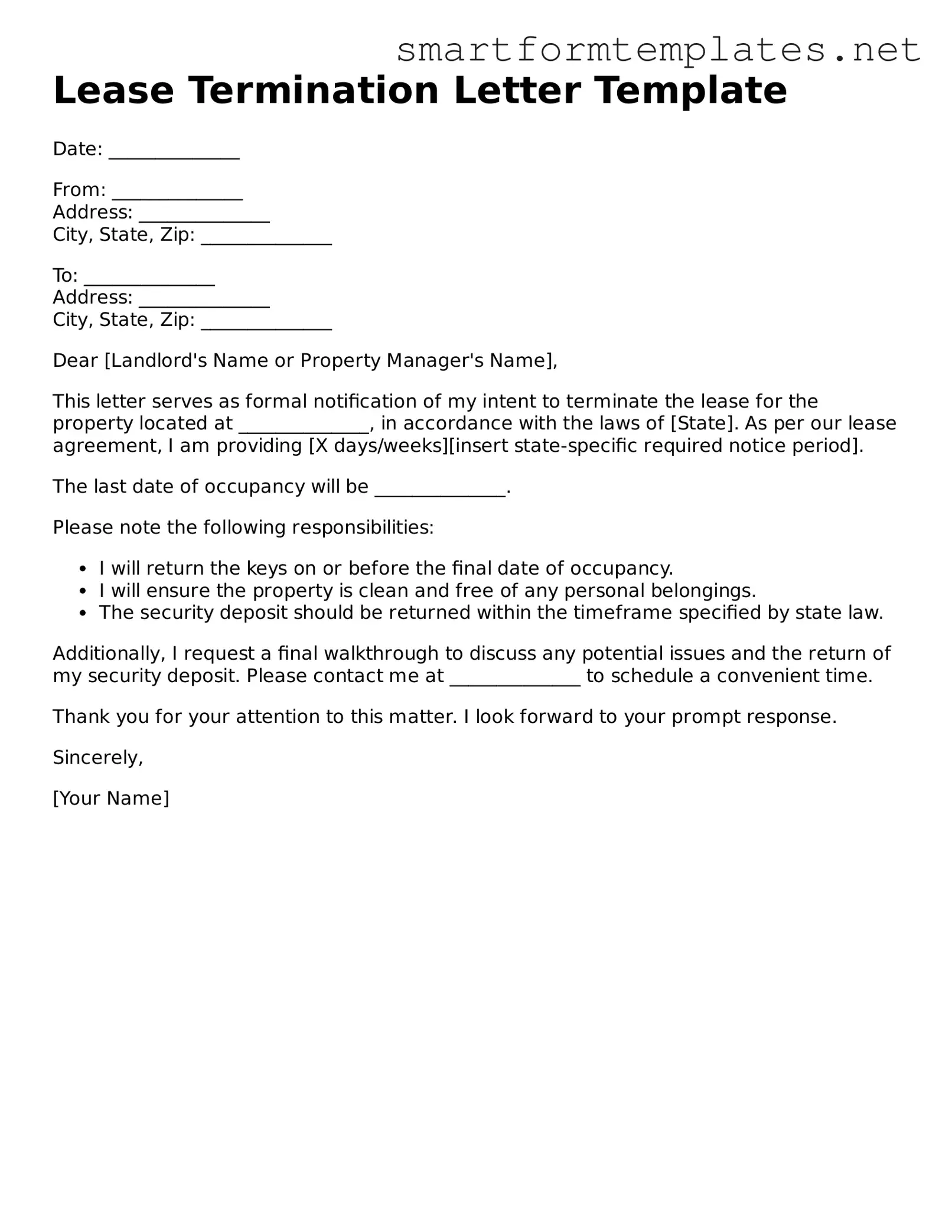 Lease Termination Letter Template