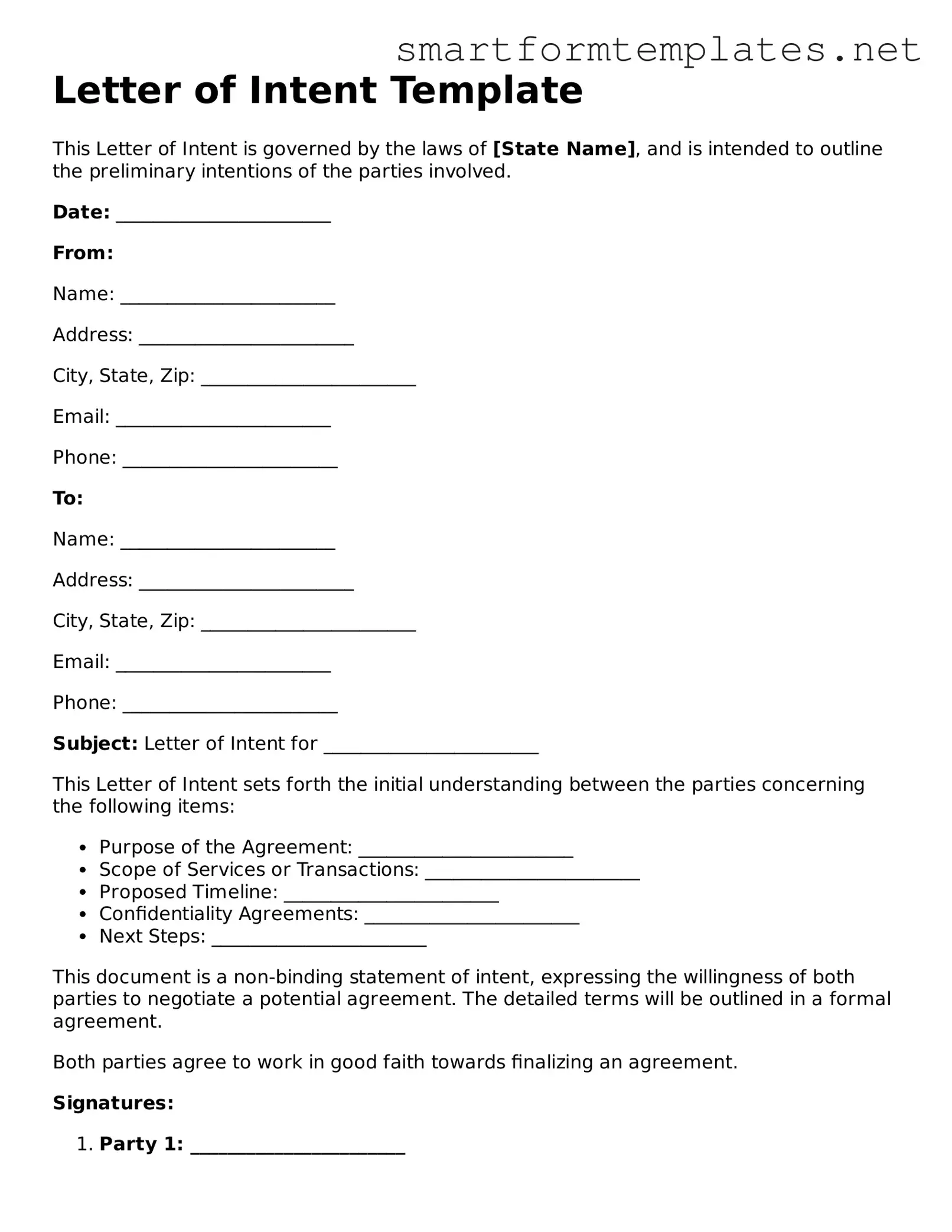 Letter of Intent Template