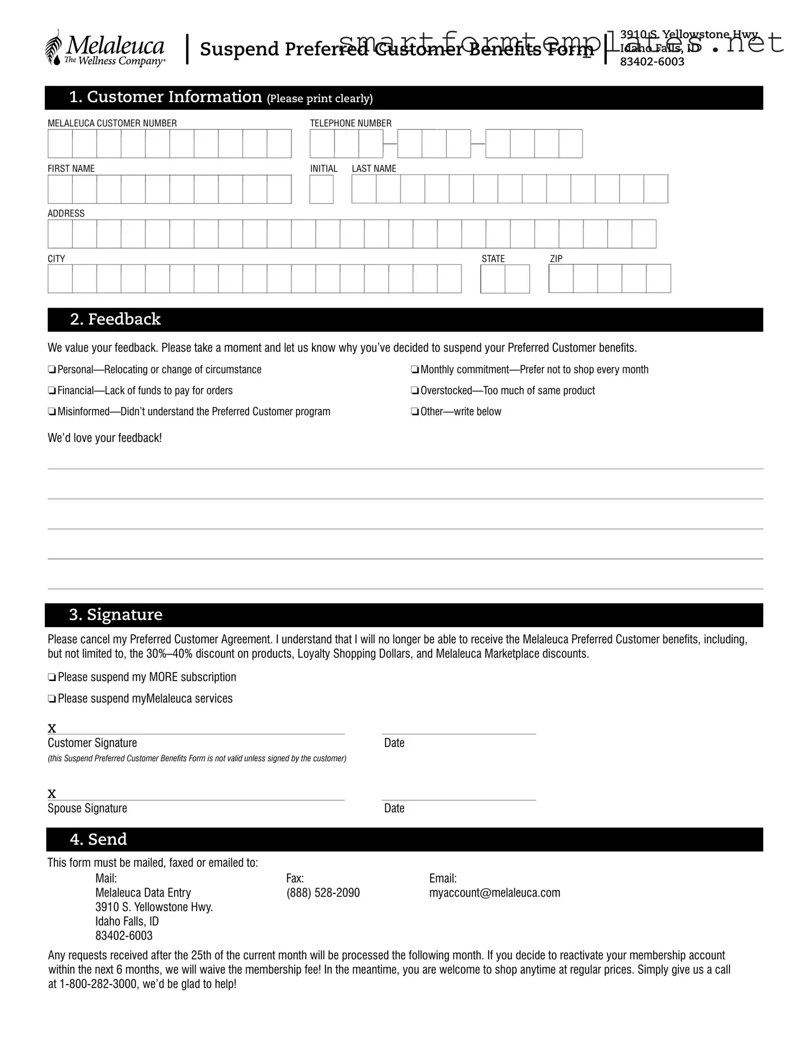 Free Melaleuca Cancellation PDF Form