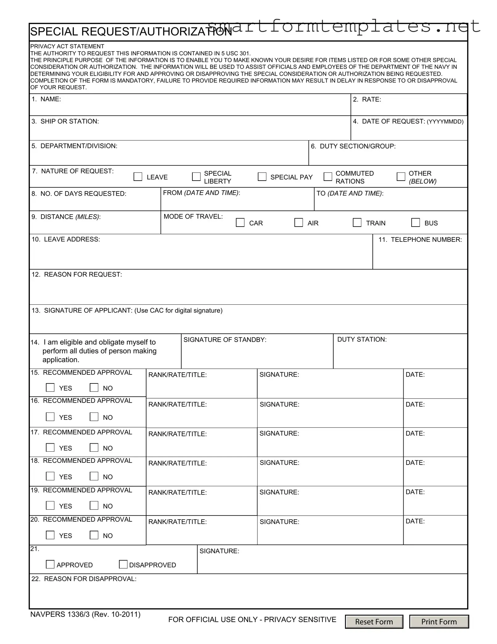 Free Navpers 1336 3 PDF Form