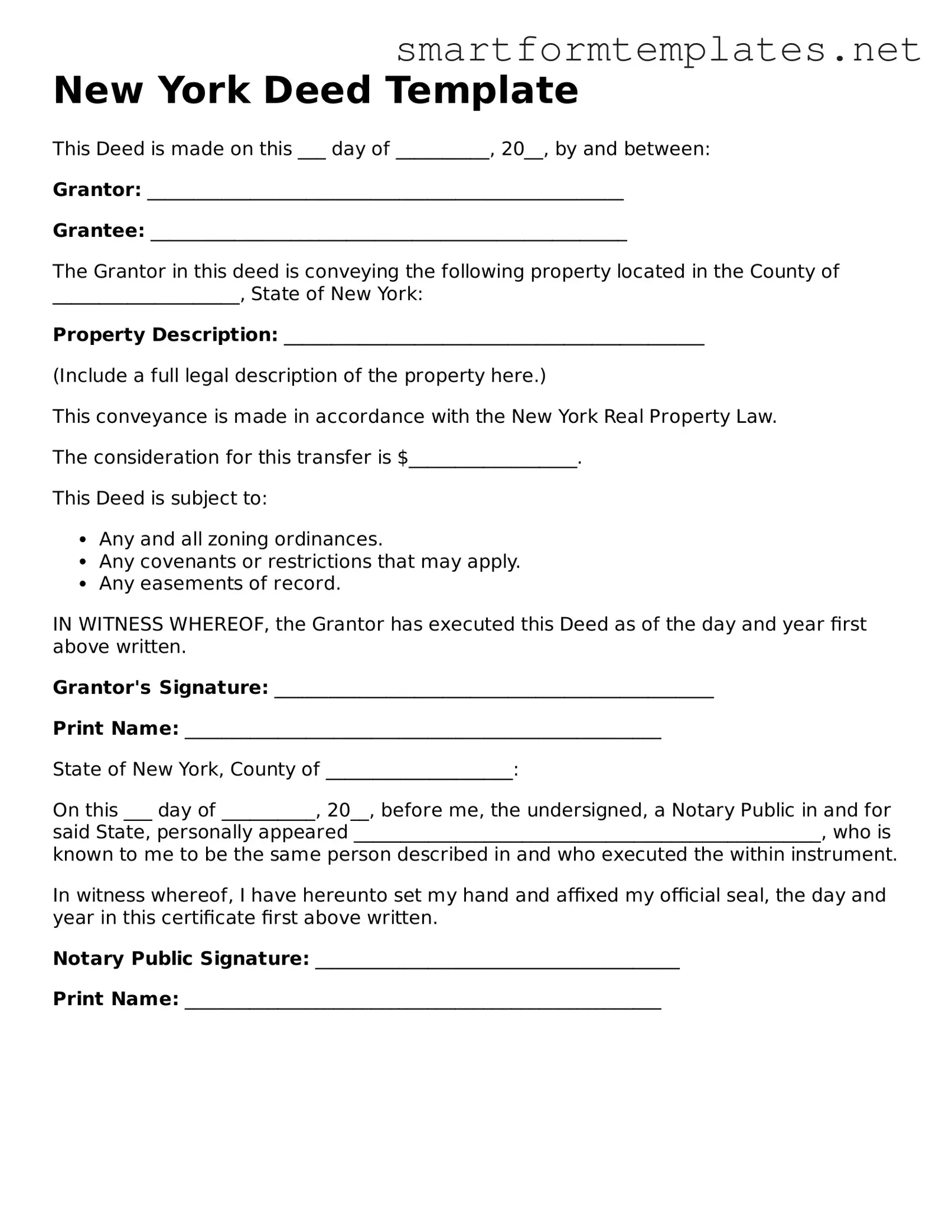 Official New York Deed Form