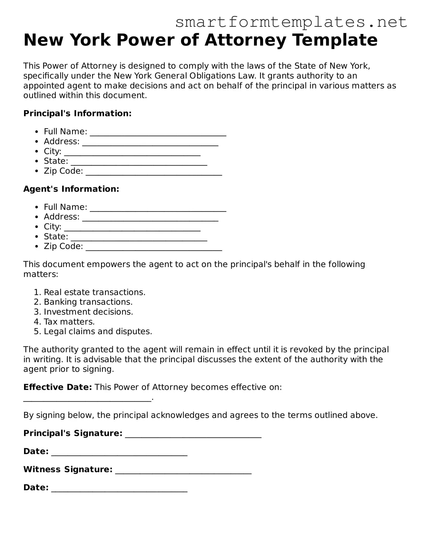 Official New York Power of Attorney Form