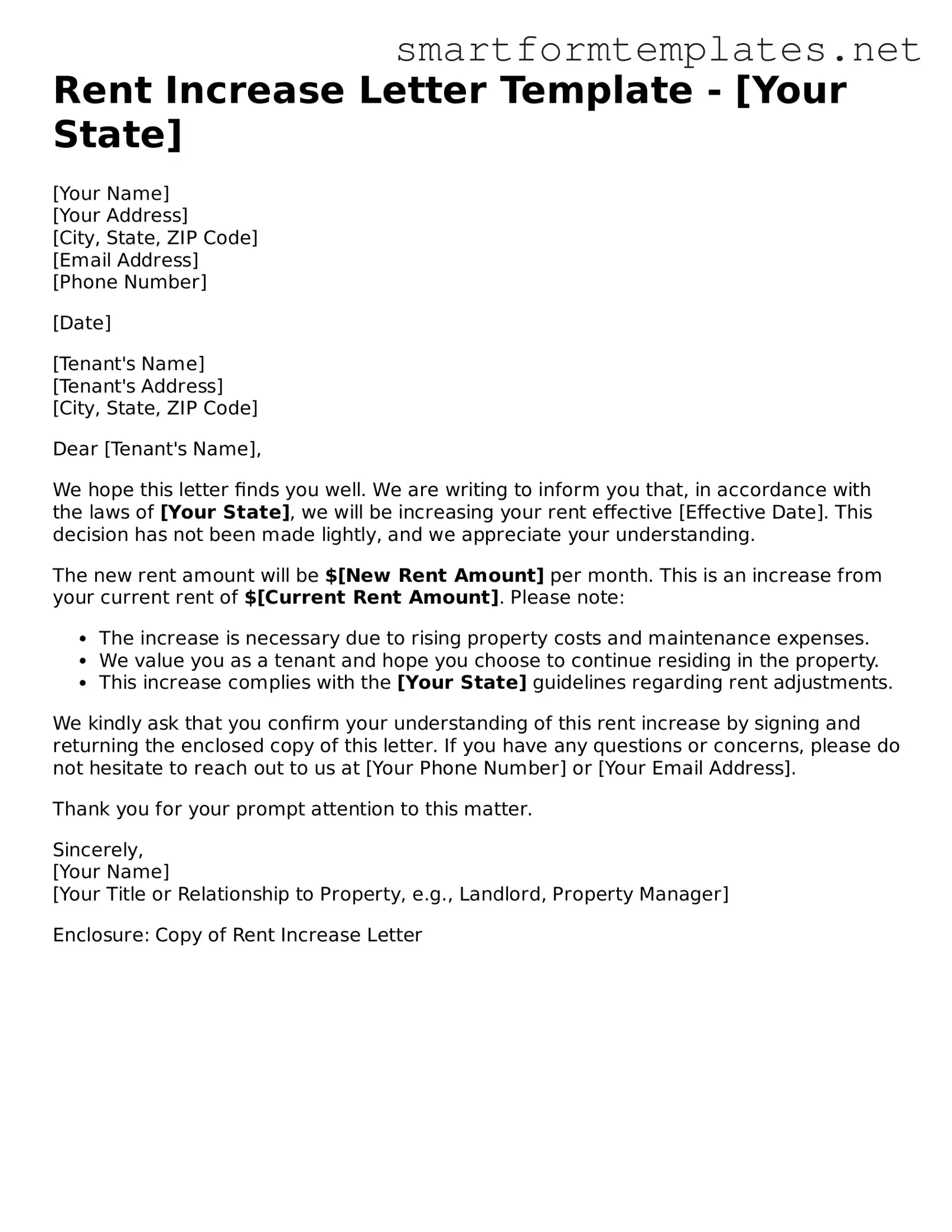Rent Increase Letter Template
