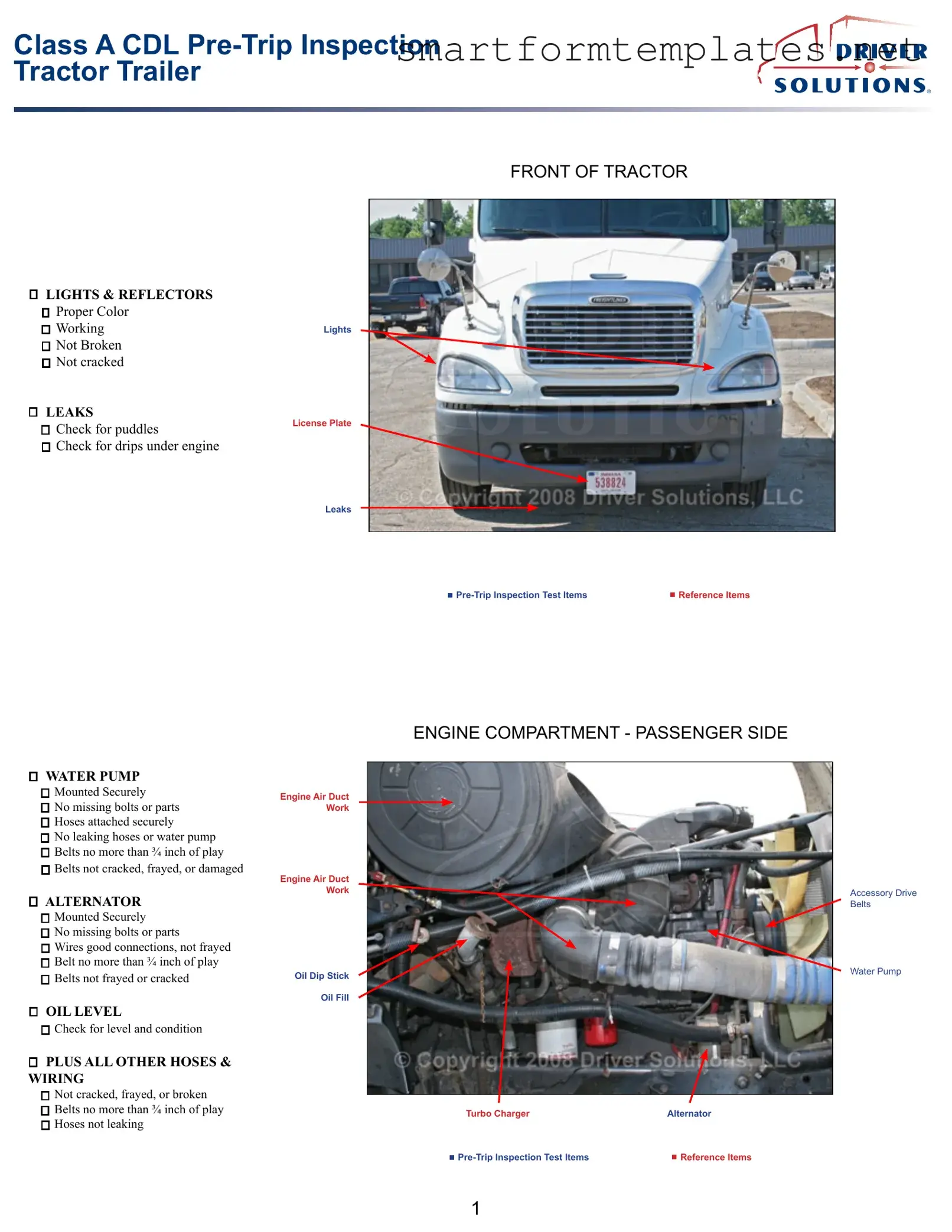 Free Pre Trip Inspection Checklist PDF Form