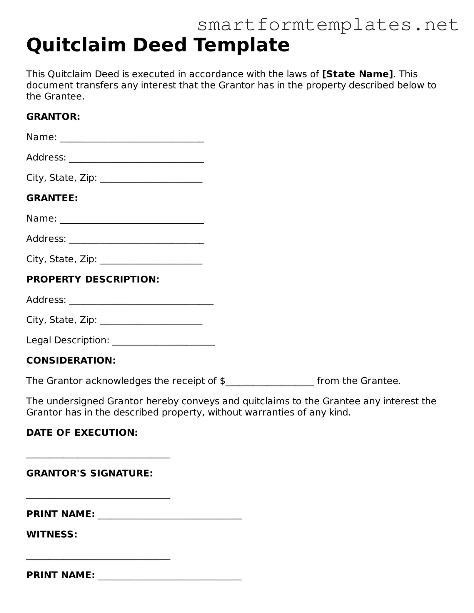 Quitclaim Deed Template