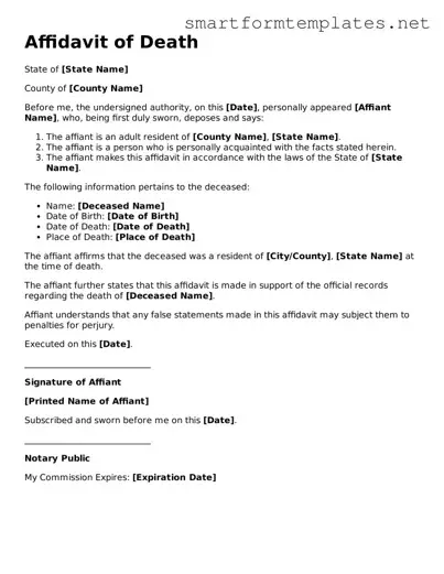 Affidavit of Death Template
