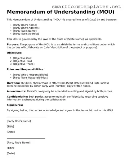 Memorandum of Understanding Template