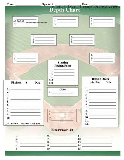 Free Baseball Field Lineup PDF Form
