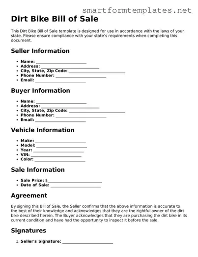 Dirt Bike Bill of Sale Template