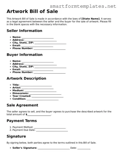 Artwork Bill of Sale Template