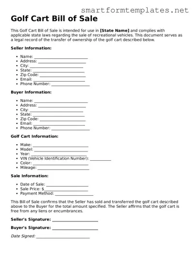 Golf Cart Bill of Sale Template