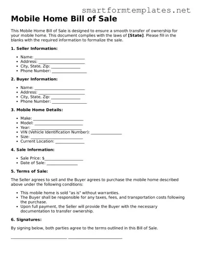 Mobile Home Bill of Sale Template