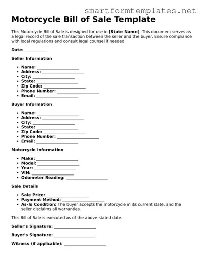 Motorcycle Bill of Sale Template