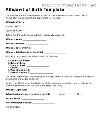 Affidavit of Birth Template
