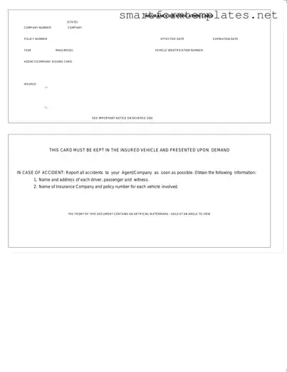 Free Auto Insurance Card PDF Form