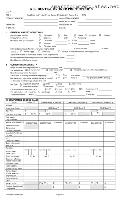 Free Broker Price Opinion PDF Form