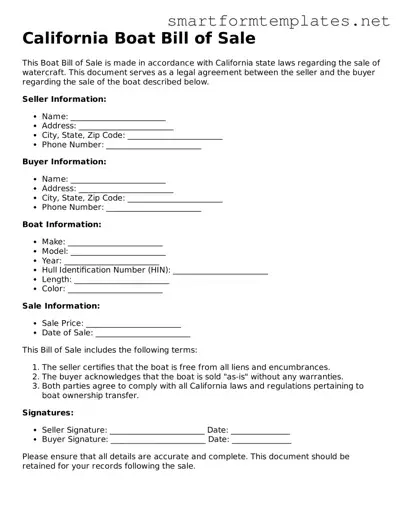 Official California Boat Bill of Sale Form