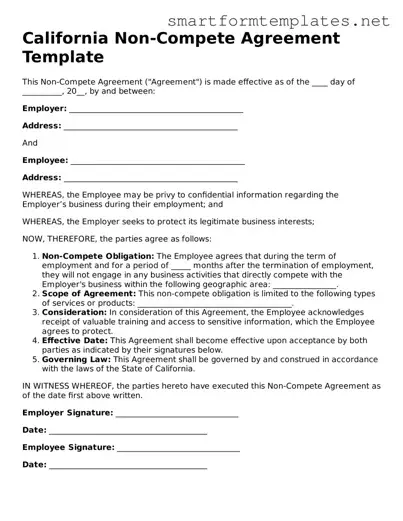 Official California Non-compete Agreement Form