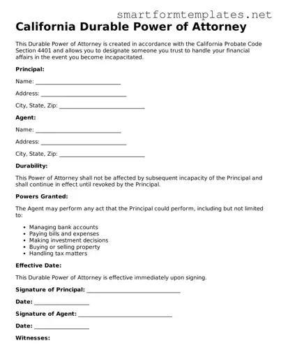 Official California Durable Power of Attorney Form