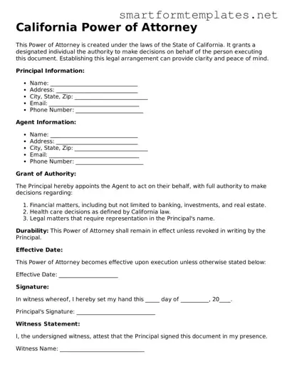 Official California Power of Attorney Form