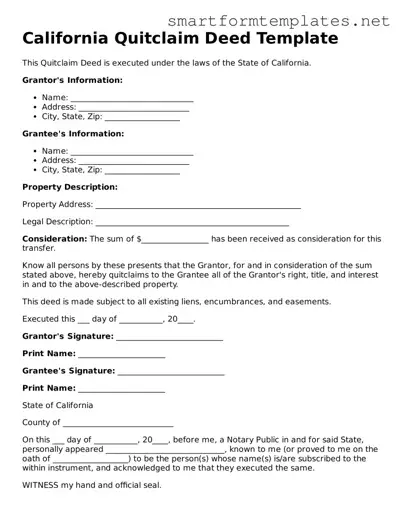 Official California Quitclaim Deed Form