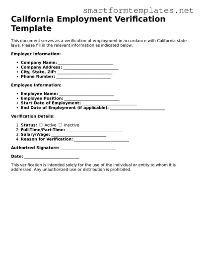 Official California Employment Verification Form