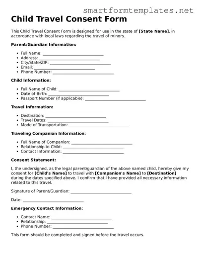 Child Travel Consent Form Template