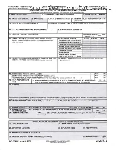 Free Dd 214 PDF Form