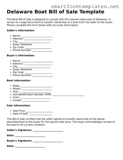 Official Delaware Boat Bill of Sale Form