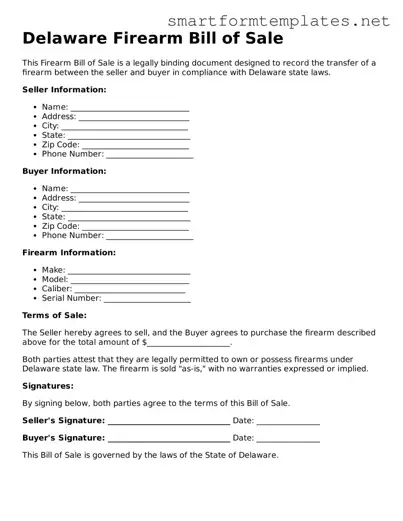 Official Delaware Firearm Bill of Sale Form