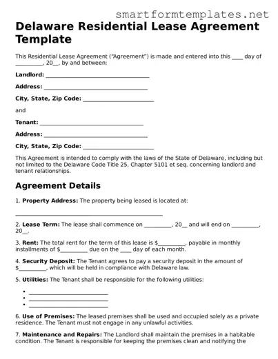 Official Delaware Residential Lease Agreement Form
