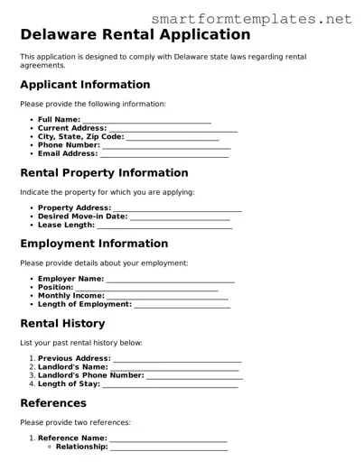 Official Delaware Rental Application Form