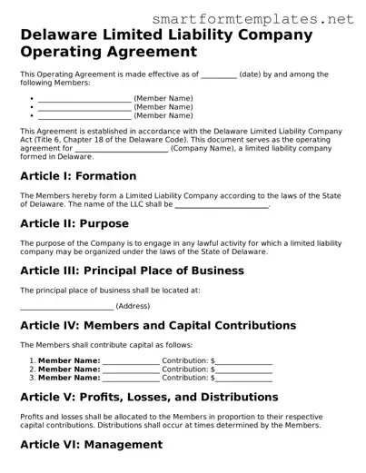 Official Delaware Operating Agreement Form
