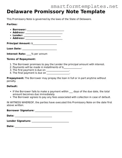 Official Delaware Promissory Note Form