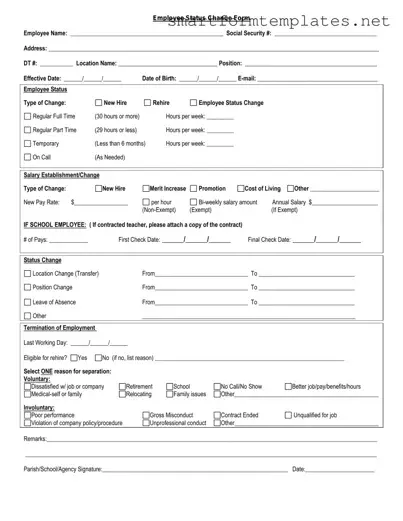 Free Employee Status Change PDF Form